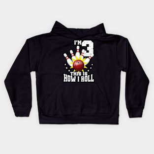 Bowling 3rd Birthday Bday Party Kids 3 years Old Bowler Kids Hoodie